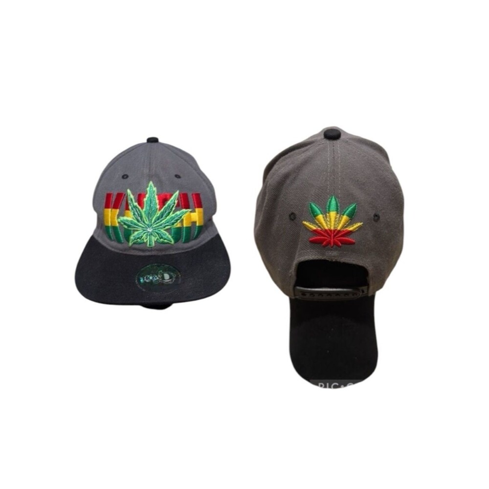 HowD Jamaican KUSH Marijuana Leaf Front Back Embroidery Snapback Cap Hat Unisex